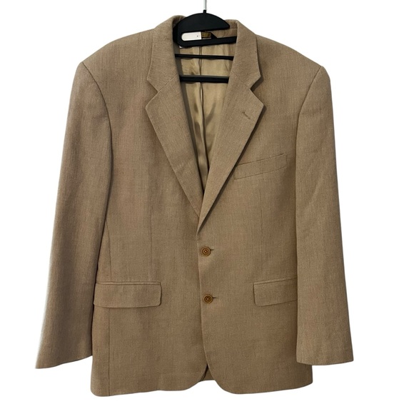 Brooks Brothers 346 Wool Linen Silk Blend Suit Coat Tan 40R
